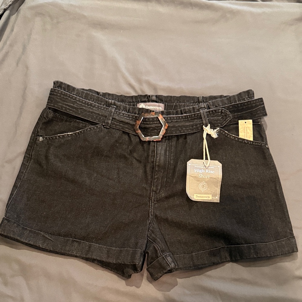 Democracy High-Rise Black Denim Shorts NWT 14